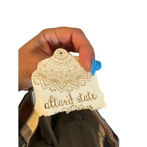 Altar'd State Blue Multi-Color Striped Bell Bottom Denim Jeans Women Sz S - Picture 10 of 11